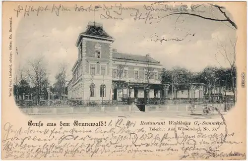 Grunewald-Berlin Restaurant Waldhaus 1900