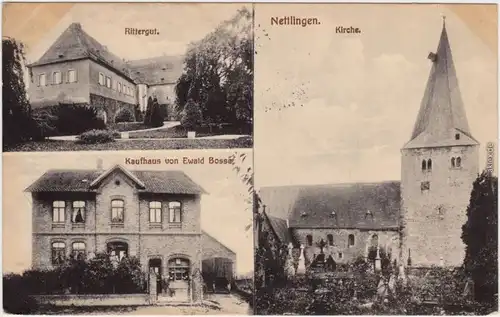 Nettlingen-Söhlde 3 Bild: Rittergut, Kaufhaus von Ewald Bosse, Kirche 1919