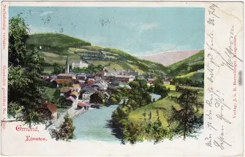 Gmünd in Kärnten Blick auf die Stadt 1904