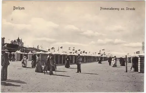 Borkum Promenadenweg  - Umkleidekabinen - belebt 1913