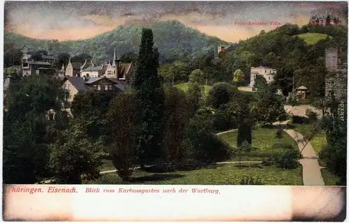 Eisenach Blick vom Karthausgarten nach der Wartburg 1908