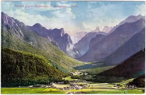 Toblach Dobbiaco Blick auf die Stadt 1914