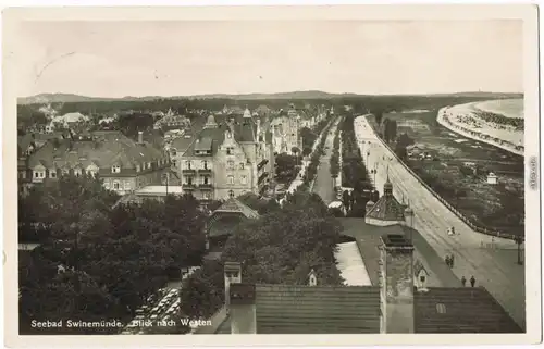 Swinemünde Świnoujście Promenade und Villen  - Blick nach Westen Fotokarte  1932