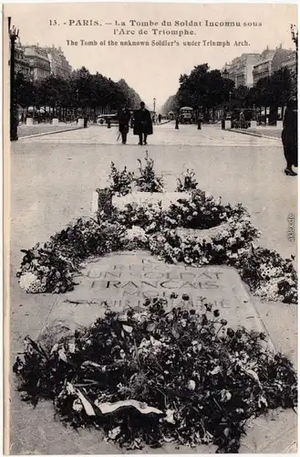 CPA Paris La Tombe du Soldat Inconnu Souos Triumphbogen / Arc de Triomphe 1919