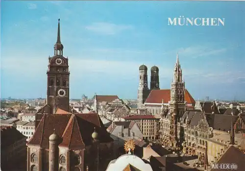 Ansichtskarte München Alter Peter - Rathaus und Frauenkirche 1990