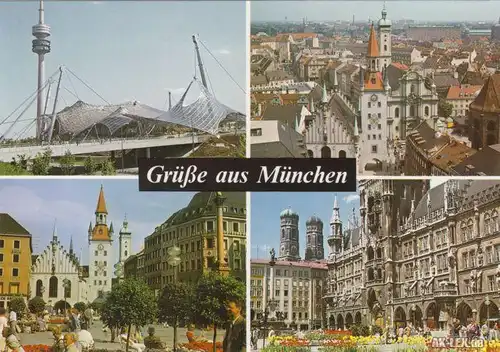 Ansichtskarte München Mehrbildkarte Rathaus Fernsehturm Olympiastadion 1998