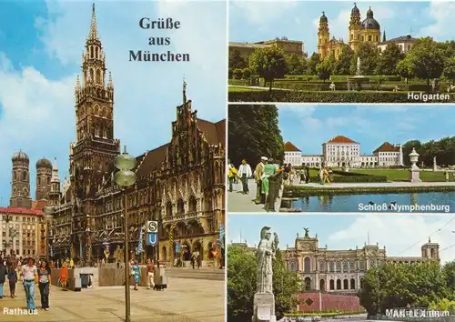 Ansichtskarte München Mehrbildkarte Schloss Nymphenburg Rathaus 1998