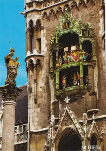 Ansichtskarte München Glockenspiel am Rathausturm 1998