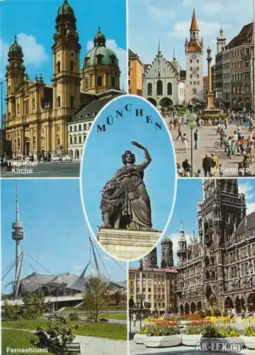 Ansichtskarte München Mehrbildkarte Marienplatz Fernsehturm 1998