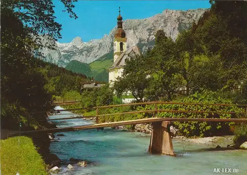 Ansichtskarte Ramsau Stadt und Brücke 1988