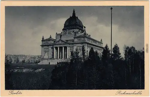 Zgorzelec Görlitz  Ansichtskarte Oberlausitz Ruhmeshalle und Stadt 1930