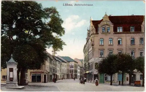 Löbau Partie in der Bahnhofstraße Ansichtskarte Oberlausitz 1913