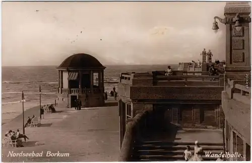 Borkum Wandelhalle - Promenade Foto Ansichtskarte 1928