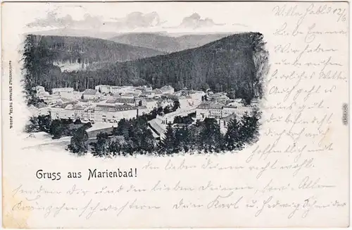 Marienbad Mariánské Lázně Blick auf die Stadt Ansichtskarte b Eger Cheb  1900