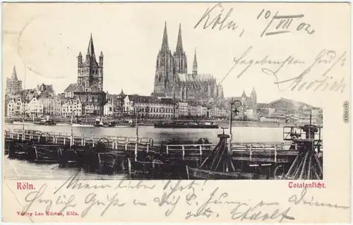 Köln Coellen /  Cöln Behelfsbrücke und Ufer mit Dom Ansichtskarte 1902