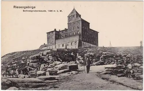 Schreiberhau Szklarska Poręba Weg  Schneegrubenbaude Wanderer b Krummhübel 1914