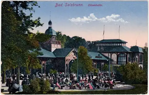 Bad Salzbrunn Szczawno-Zdrój Elisenhalle - belebt b Waldenburg 1916