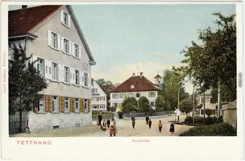 Tettnang Karlsplatz - belebt  Ansichtskarte Bodenseekreis 1914