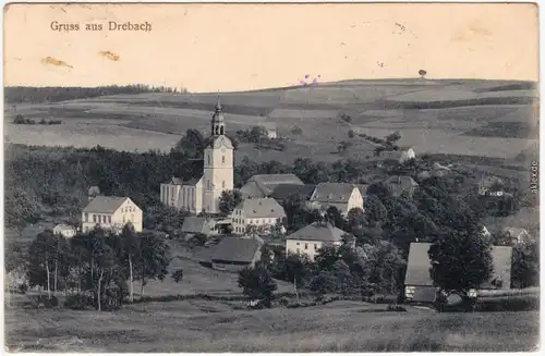 Drebach (Erzgebirge) Dorfpartie Ansichtskarte  b Thum Ehrenfriedersdorf 1919