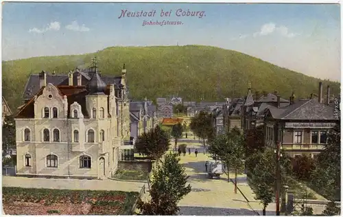 Neustadt bei Coburg Bahnhofstraße  Ansichtskarte 1914