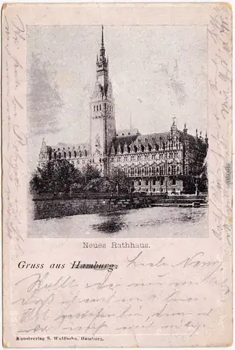 Hamburg Blick auf das Neue Rathaus Ansichtskarte 1902