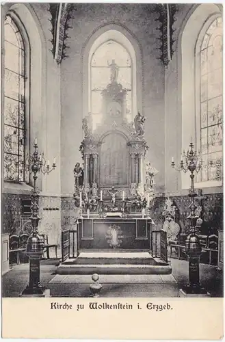 Wolkenstein Altar - Kirche b Marienberg Erzgebirge Ansichtskarte  1909