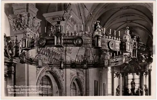 Schwäbisch Hall Kloster - romanischer Kronleuchter Foto Ansichtskarte  1932