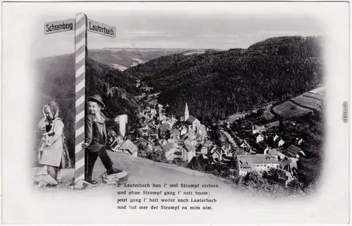 Lauterbach (Schwarzwald) Scherzkarte: Junge, Mädchen - Stadt Ansichtskarte 1933