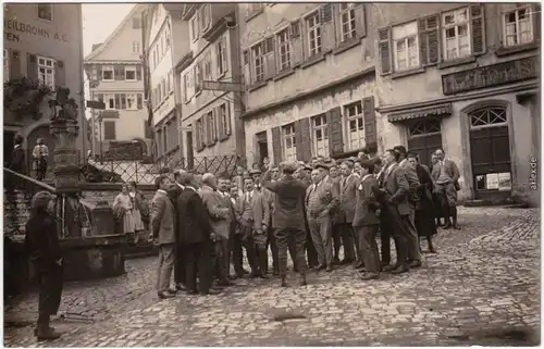 Privatfotokarte Bad Wimpfen Treffen, Löwenbrunnen und Geschäfte 1924