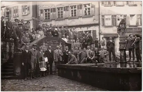 Privatfotokarte Bad Wimpfen Treffen Innenstadt, Geschäfte, Löwenbrunnen 1924