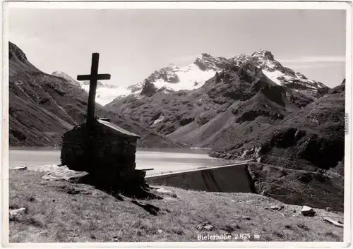 Galtür Partenen Bielerhöhe, Kreuz und Stausee 2835 m Ansichtrskarte Bludenz1955