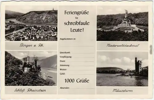 Bingen am Rhein 4 Bild: Pnorama, Niederwalddenkmal, Mäuseturm, Rheinstein 1938