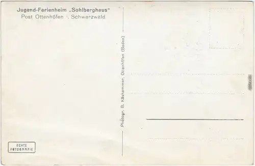 Ottenhöfen Schwarzwald Jugendherberge Ferienheim Sohlberghaus 1934