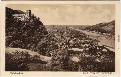 Heidelberg Blick von der Terrasse  Ansichtskarte 1926