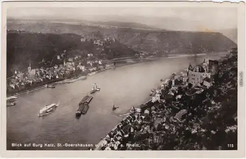 St. Goarshausen Blick auf Burg Katz, St. Goarshausen  St. Goar a. Rhein 1933