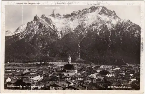 Ansichtskarte Mittenwald Blick über die Stadt 1935 Foto