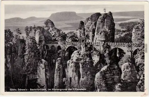 Lohmen (Sachsen) Bastei Basteibrücke, Lilienstein - Sächsische Schweiz 1955