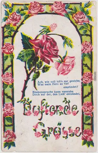 Rosenkarte Blumensprache Künstlerkarte Ansichtskarte  1915