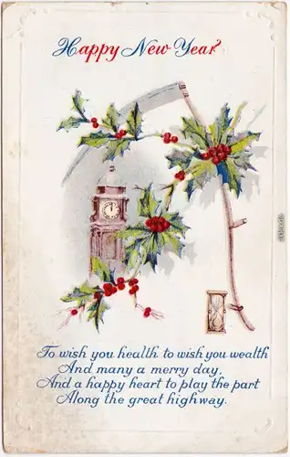 Happy New Year, Relief Mistel, Sense Neujahr 1912 Relief/Prägekarte