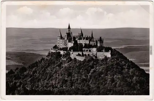 Hechingen Blick auf die Burg Hohenzollern Ansichtskarte  1951