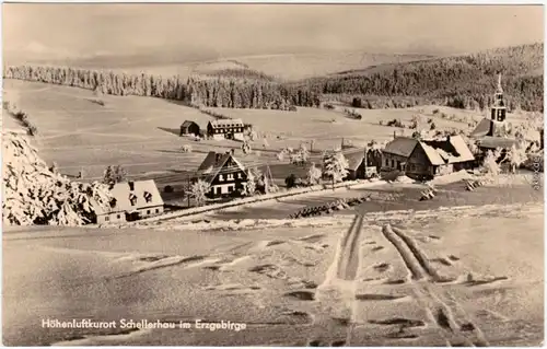 Schellerhau-Altenberg (Erzgebirge) Blick auf die Stadt im Winter 1963