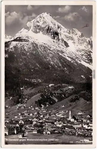 Foto Ansichtskarte Mittenwald Blick auf die Stadt 1936