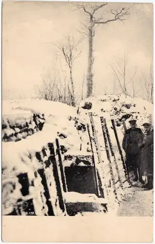 Soldaten im Winter im Schützengraben Ansichtskarte  1916