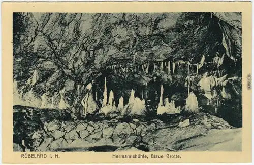 Ansichtskarte Rübeland Harz  Hermannhöhle, Blaue Grotte 1923
