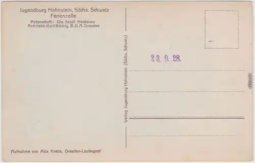 Hohnstein (Sächs. Schweiz) Burg Hohnstein - Ferienzelle Fotokarte 1928
