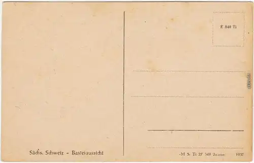 Rathen Künstlerkarte Basteiaussicht Ansichtskarte b Bad Schandau 1937