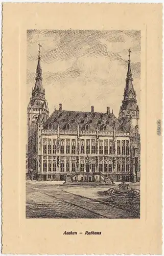 Aachen Partie am Rathaus (Künstlerkarte) 1923