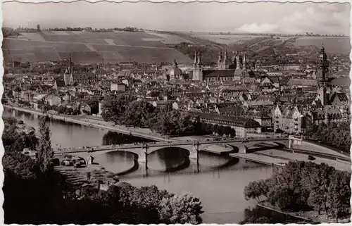 Würzburg Stadt und Ludwigsbrücke Foto Ansichtskarte  1965