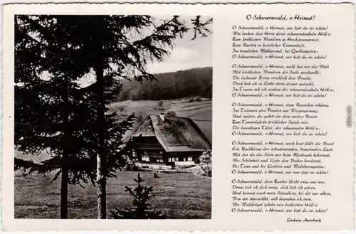 Schwarzwald  Schwarzwaldhaus und Schwarzwaldlied Ansichtskarte  1961