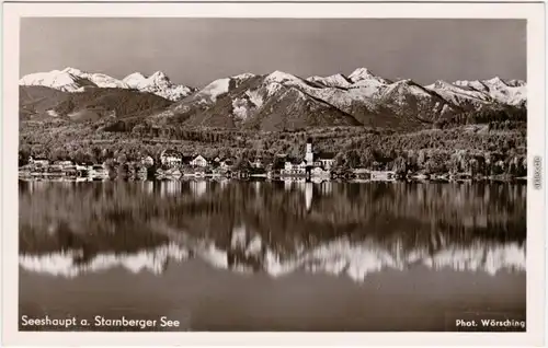 Seeshaupt Blick über den see auf die Stadt Weilheim-Schongau 1955